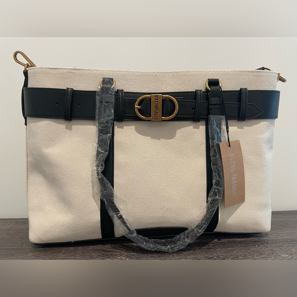 NEW Steve Madden Canvas Tote – With Tags & Crossbody Strap